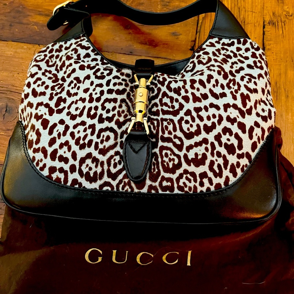 Gorgeous Gucci calf hair Jackie medium hobo with detachable cross body strap
